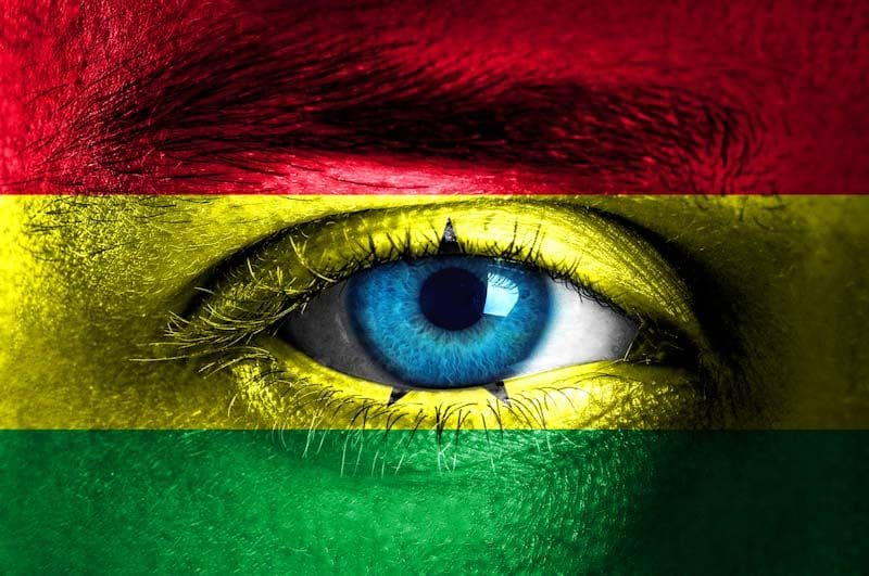 Bolivia flag with a human face
